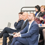 Iš kairės: Socialinės informacijos centro vyr. projektų vadovė V. Jonikova, Nacionalinės bibliotekos generalinis direktorius prof. dr. R. Gudauskas, LR kultūros ministrės patarėjas dr. V. Bachmetjevas