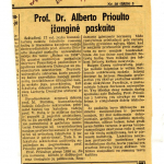 Albert Prioult išsaugota iškarpa iš „Lietuvos aido“. Lietuvos nacionalinė Martyno Mažvydo biblioteka, Retų knygų ir rankraščių skyrius, f. 55-12.