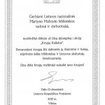 Lietuvos Respublikos Prezidentės Dalios Grybauskaitės padėka Nacionalinės bibliotekos darbuotojams