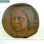 Elvyra Radauskaitė, Bas-relief “Salomėja Nėris,” ca. 1974. Copper, casting, diameter 24 cm.